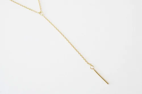 Vista 4 de Honeycat Collar de barra Lariat en oro, oro rosa o plata Joyería delicada