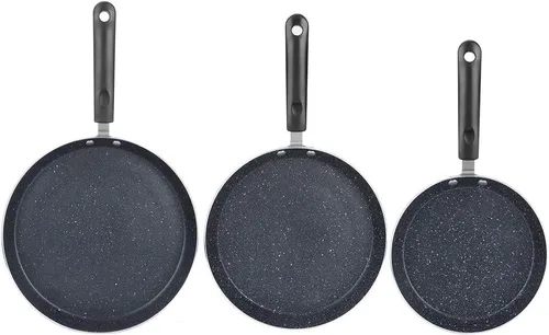 Vista 7 de Plplaaoo Sartén antiadherente para crepes, sartén de aluminio para panqueques con mango cómodo, sartén de calefacción uniforme, revestimiento