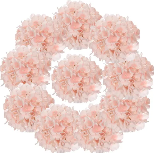 Vista 19 de 10 cabezas de hortensias de seda con tallos de flores artificiales para bodas, fiestas, decoración del hogar (negro)