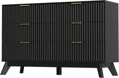 Vista 9 de JUMMICO Cómoda acanalada negra para dormitorio, 47.2 pulgadas de ancho