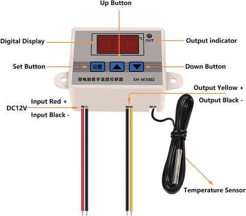 Vista 4 de Controlador digital de temperatura XH-W3002, 2 unidades, -50 a 230.0 °F, termostato de refrigeración de calefacción programable, pantalla LED