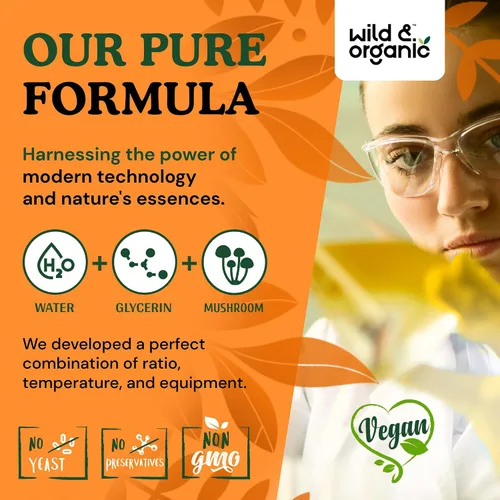 Vista 8 de Wild & Organic Tintura de hongos Chaga - Apoyo inmunológico con extracto líquido de hongo Chaga - Suplemento de gotas de inmunidad - Vegano, sin