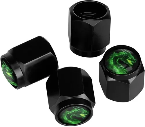 Vista 10 de Wolf - Tapones de válvula de neumático con bandera americana, tapas de válvula de neumático de aluminio negro, cubiertas universales