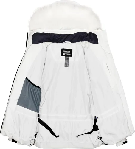 Vista 3 de Skieer Chaqueta de esquí impermeable para mujer, cálida chaqueta acolchada gruesa con capucha para invierno