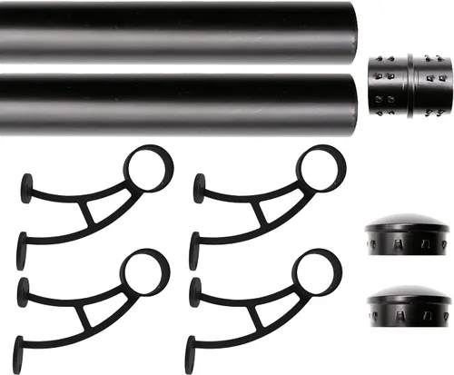Vista 4 de Kit de riel de pie de montaje en barra sólida, tubo de acero inoxidable negro mate con conector interno, soporte de riel de pie de montaje en barra