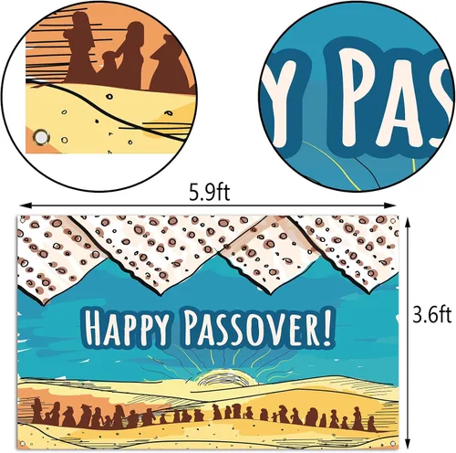 Vista 3 de Nepnuser Telón de fondo para cabina de fotos de Pascua Pesaj Seder Matzo Festival Judío Decoración de fiesta de vacaciones para interiores