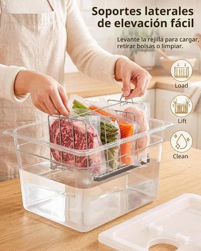 Vista 6 de EVERIE Sous Vide - Contenedor compatible con ANOVA Nano, Contenedor con tapa y estante