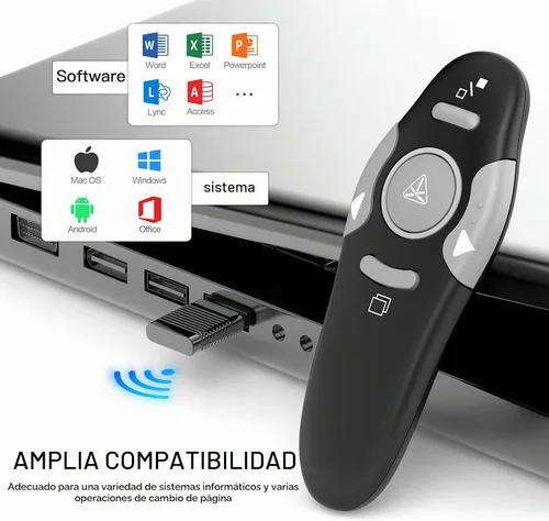 Vista 2 de QUI Presentation Clicker - Clicker remoto inalámbrico para presentación de PowerPoint, PowerPoint Slide Advancer para Mac/Windows/Linux, Google Negro