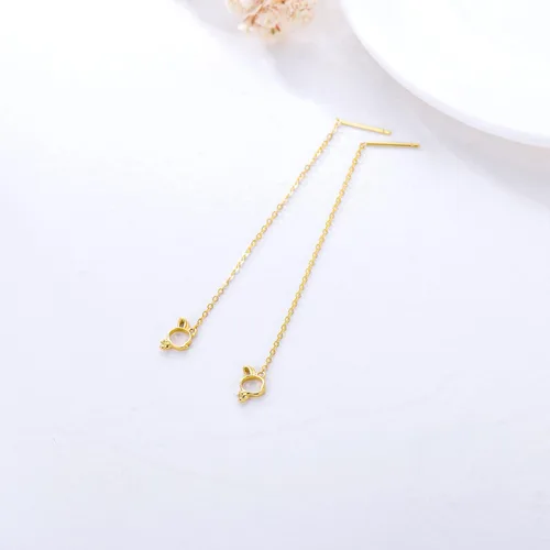 Vista 6 de 14k Yellow Gold MoonStarSquareCircleHeart Threader Drop Dangle Earrings Jewelry for Women