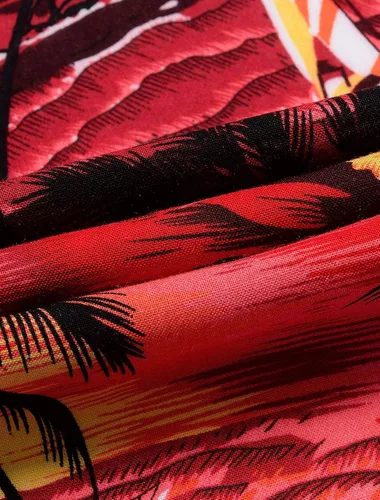 Vista 7 de Alimens & Gentle Camisa hawaiana casual de manga corta 100 % algodón de ajuste regular para hombre