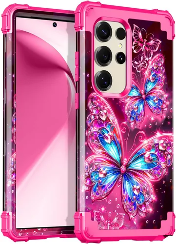 Vista 60 de Miqala Funda para Galaxy S24 5G, brilla en la oscuridad, tres capas, resistente, a prueba de golpes, protección completa, parachoques de plástico