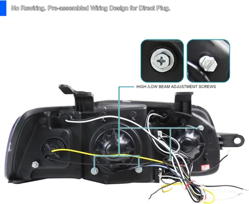 Vista 4 de SPEC-D TUNING Faros delanteros de proyector negros compatibles con Chevy Aveo 2004-2008 de 4 puertas Sedán/Hatchback, Chevy Aveo5 2004-2006 de 4