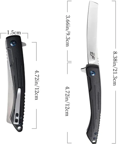Vista 2 de Eafengrow EF944 EDC Cuchillo plegable D2 Hoja de acero G10 Mango de bloqueo confiable Rodamiento de bolas Cuchillos aleta para camping, Negro
