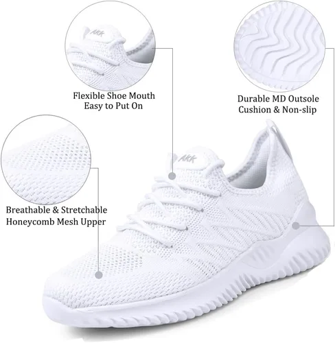 Vista 2 de Akk - Zapatos deportivos sin cordones para mujer, diseño ligero de espuma viscoelástica para caminar, gimnasio, viajes, trabajo o uso informal