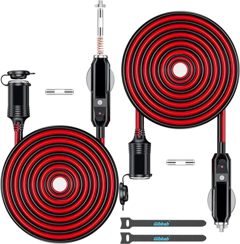 Vista 8 de Cable de extensión de encendedor de cigarrillos resistente de 12V/24V 16AWG de 4.9 pies, adaptador de cable de extensión de enchufe macho a hembra