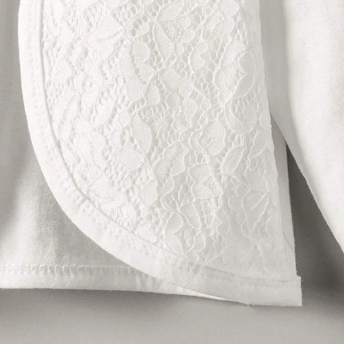 Vista 5 de Vestido tipo cárdigan de manga larga con encaje para niñas pequeñas