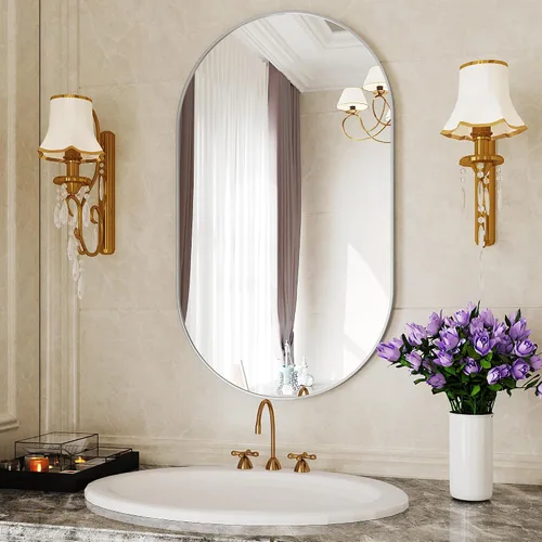 Vista 6 de Protylctaster Espejos ovalados, espejos ovalados de baño, espejo negro de 20 x 28 pulgadas, espejos decorativos de pared, espejos de baño para sobre