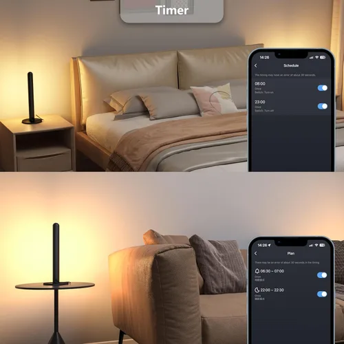 Vista 8 de LAMPAOUS Barras de luz LED inteligentes, funcionan con Alexa y Google Assistant, retroiluminación RGBCW WiFi TV con modos de escena y música