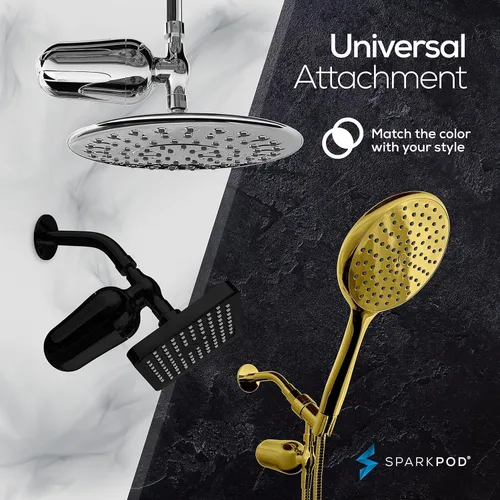 Vista 6 de SparkPod Filtro de ducha ultra - Filtro de agua y cartucho de cabezal de ducha - Equivalente a 150 etapas, elimina hasta el 95% del cloro, metales