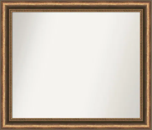 Vista 280 de Amanti Art Espejo de baño de bronce para sobre fregadero, 24 x 24 pulgadas, espejo de tocador cuadrado estrecho de bronce Manhattan, marco de madera