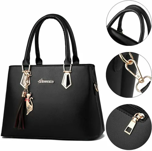 Vista 3 de Bolso de mano para mujer, bolso de mano, cartera de cuero suave, juego de 2