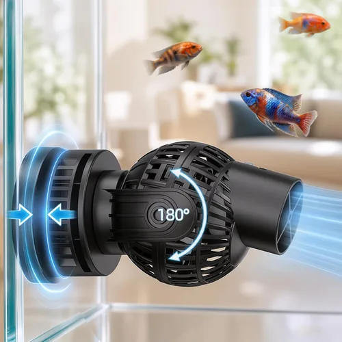 Vista 10 de Bomba de Circulación de Acuario de 1050 GPH Generador de Olas Cabezal de Potencia con Montaje Magnético Succión Azul