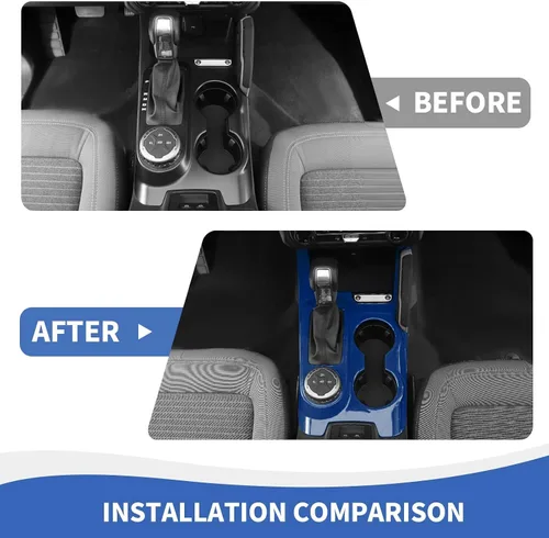 Vista 5 de RAZPOY Cubierta para panel de palanca de cambios para consola central, compatible con accesorios interiores Ford Bronco 2021-2024, color azul