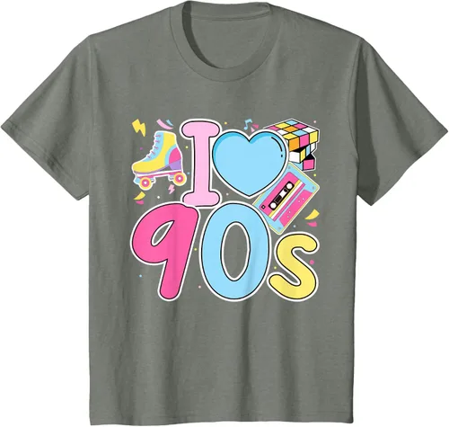Vista 95 de I Love 90's Retro Style Nostalgia Vibe Funny 1990's Party T-Shirt Negro