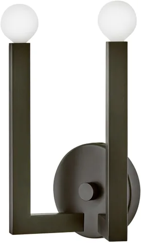 Vista 6 de Hinkley Ezra 45042BX - Aplique de pared con dos luces, forma única, brazos cuadrados fuertes, óxido negro