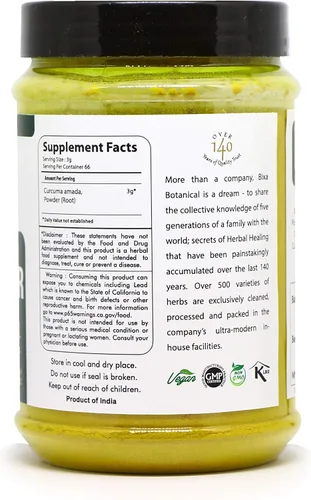 Vista 6 de bixa BOTANICAL Polvo de raíz de jengibre y mango Curcuma Amada Ambehaldi - Suplemento de hierbas ayurvédicas 7 onzas Sin gluten, sin OMG
