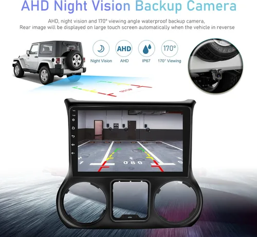 Vista 4 de Android 13 Radio de coche para Jeep Wrangler 2015 2016 2017 con Carplay y Android Auto 10.1 pulgadas pantalla táctil estéreo de coche con cámara