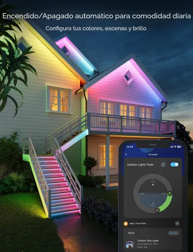 Vista 4 de Govee Tira de luces LED para exteriores, 32.8 pies, luces inteligentes para exteriores que funcionan con Alexa y Google Assistant, control
