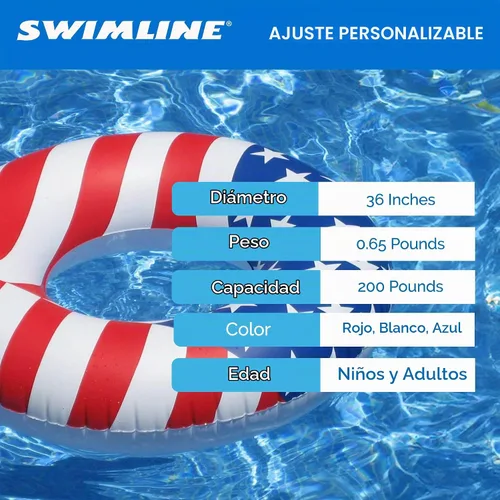 Vista 5 de Swimline Pool Ring – Inflatable Lounge Float with Fun Design for Adults & Teens – Durable Vinyl Ring for Pool, Lake, or Beach – Easy to Inflate and
