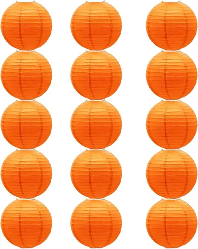 Vista 19 de Linternas de papel doradas chinas, japonesas, colgantes, redondas, para decoración de fiesta de Año Nuevo y Año Nuevo Lunar (12 unidades)