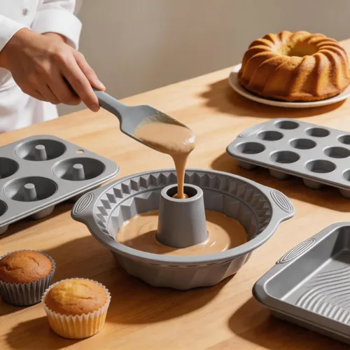 Vista 8 de Juego de 28 moldes antiadherentes de silicona para hornear, moldes aptos para horno para magdalenas de pasteles Gris