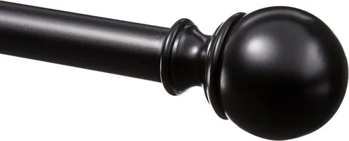 Vista 13 de Amazon Basics - Barras ajustables para cortinas para ventanas, con remates redondos, barra de 1 pulgada, de 36" a 72", color negro, paquete de 1