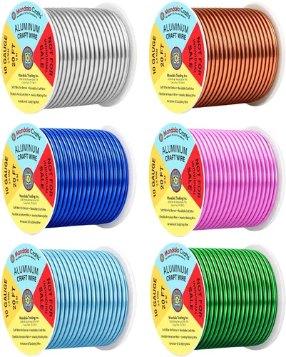 Vista 279 de Mandala Crafts - Alambre de aluminio anodizado de calibre 22 para hacer joyas - 137.2 m de alambre flexible surtido y coloreado - Doble para bonsái