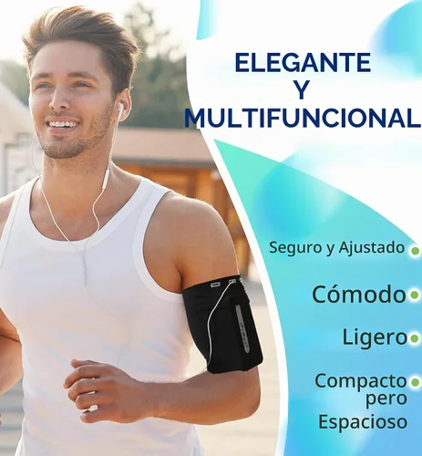 Vista 2 de HiRui Brazalete para Correr Manga Universal Brazalete Deportivo Brazalete para Celular Compatible con iPhone 16/15/14/13/Plus/Pro Samsung Galaxy