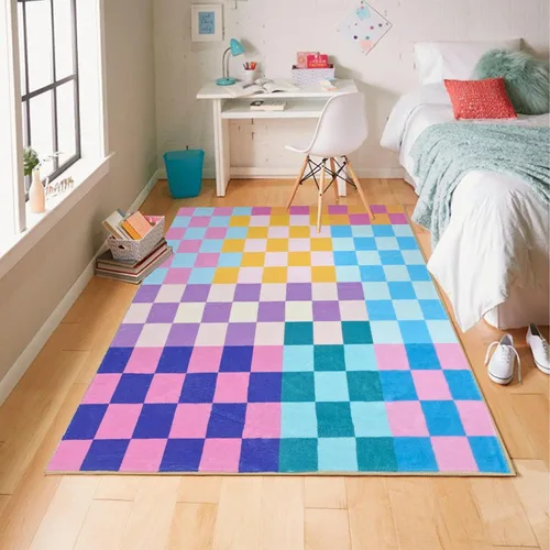 Vista 28 de Alfombra a cuadros de 2 x 3 pies, alfombra negra y blanca moderna para entrada interior, alfombra pequeña lavable a cuadros para baño, alfombra