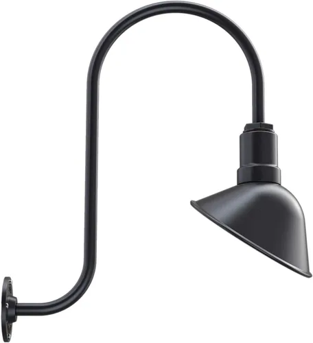 Vista 28 de Steel Lighting Co. Luz de Letrero de Tienda Venice para Pared de Acento de Restaurante al Aire Libre Cúpula de 9 pulgadas Brazo Recto de 6