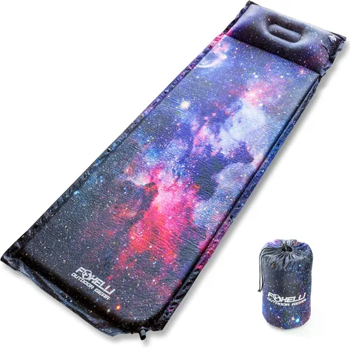 Vista 10 de Foxelli Almohadilla de dormir autoinflable para campamento, mochileros, senderismo, espuma aislada, ligera, colchón inflable de campamento