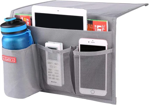 Vista 11 de Zafit Organizador de almacenamiento de mesita de noche, organizador de armario de mesa para mandos, teléfono, lentes (4 bolsillos, negro)