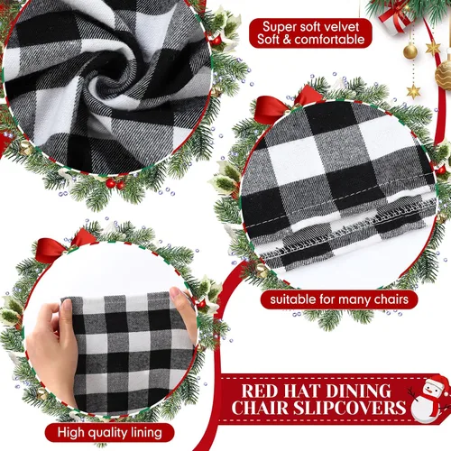 Vista 3 de Peryiter 24 piezas de decoraciones navideñas para sillas, fundas protectoras de terciopelo para sillas de comedor de Navidad, para cocina