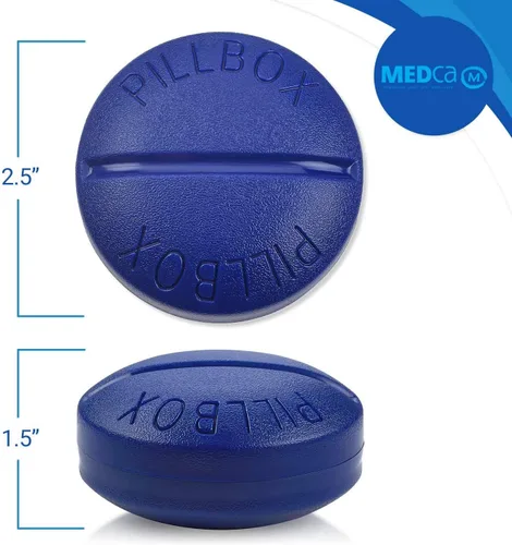 Vista 8 de Pastillero redondo para viajes, mini organizador compacto portátil de 4 compartimentos, dispensador de vitaminas y medicamentos hasta 4 veces al