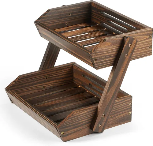 Vista 9 de Cesta de frutas de 3 niveles para cocina - Resistente, multifuncional, soporte de frutas y verduras de gran capacidad con organizador de refrigerios
