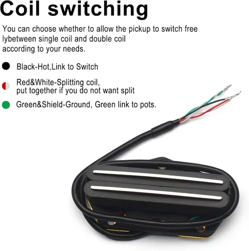 Vista 2 de SAPHUE Pastilla de puente de doble riel para guitarra eléctrica Telecaster Negro con plata