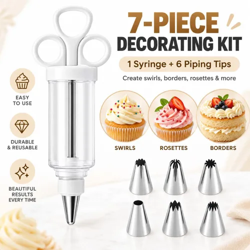 Vista 2 de Stainless Steel Cake Decorating Gun Kit with 6 Icing Piping Tips，S+L