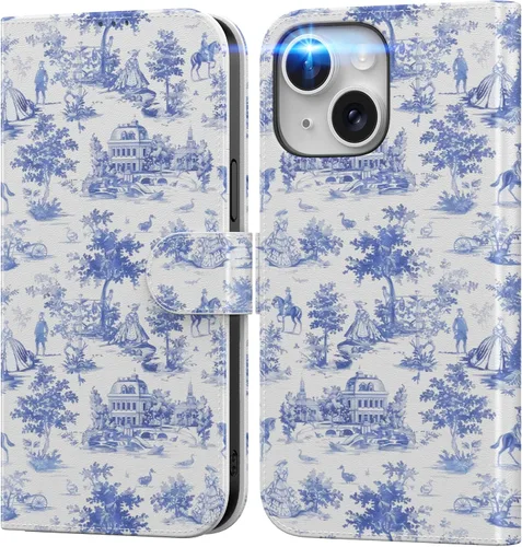 Vista 56 de DEENAKIN Funda tipo cartera para iPhone 15 con tarjetero + clip para efectivo, bloqueo RFID, protección contra caídas de grado militar y obras