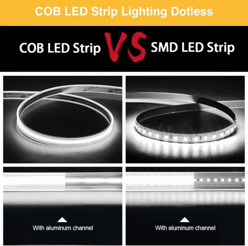 Vista 3 de LLTOP Tira de luces LED COB Impermeable IP67 DC24v Luz blanca del día 6000K 5m/16.4 pies Alto CRI 92Ra+ Tira de luces LED para exteriores Cortada