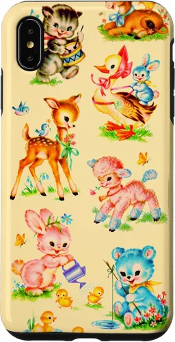Vista 11 de Vintage Baby Animals Nursery 50's Retro Yellow Case for iPhone 17